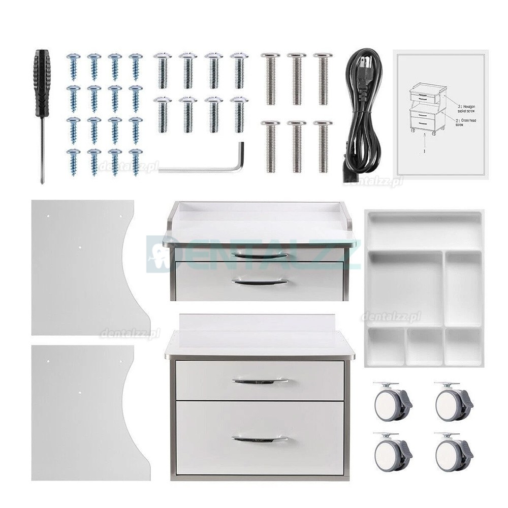 Dentech G15 W&oacute;zek Stomatologiczny na Narzędzia z 3 Szufladami Mobilny